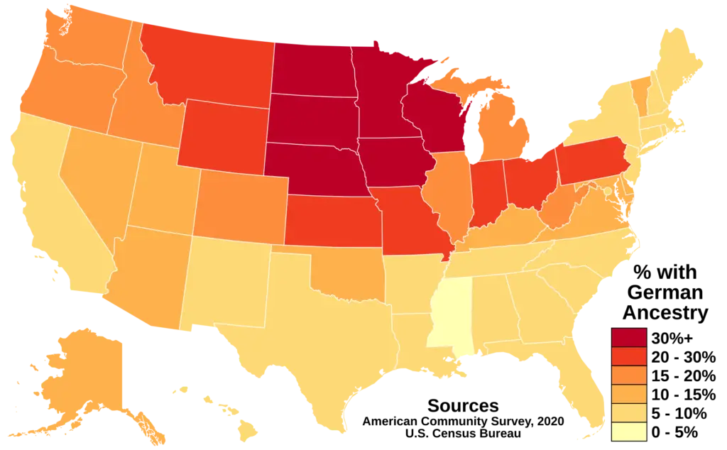 Color-coded map of United States regions.
